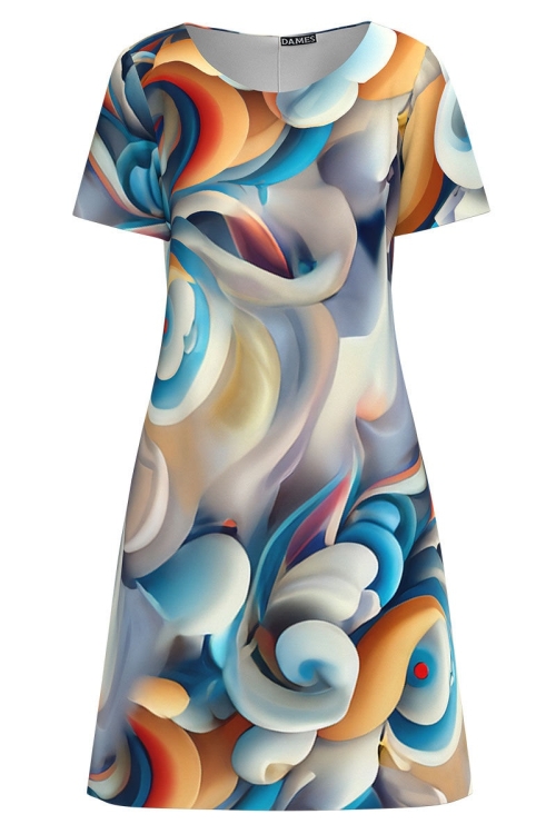 Rochie evazata imprimata multicolor SS24 - Img 2