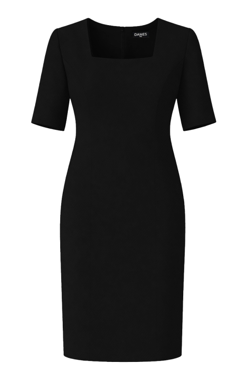 Rochie neagra dreapta cu decolteu patrat