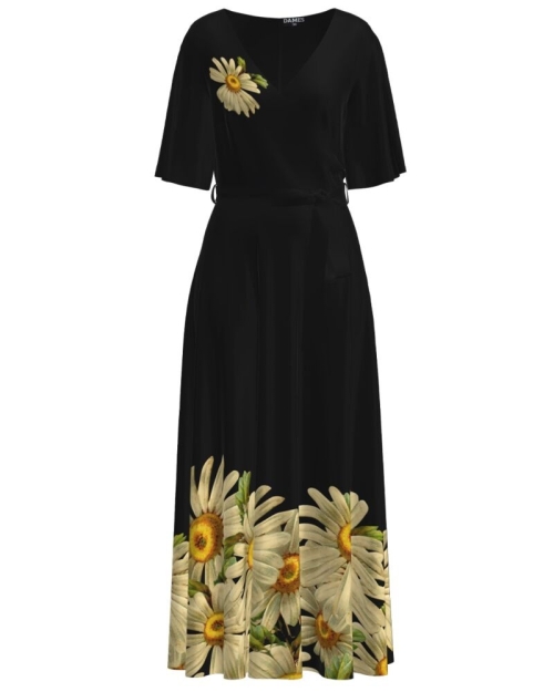 Rochie neagra lunga eleganta de seara imprimata Margarete CMD2527 - Img 1