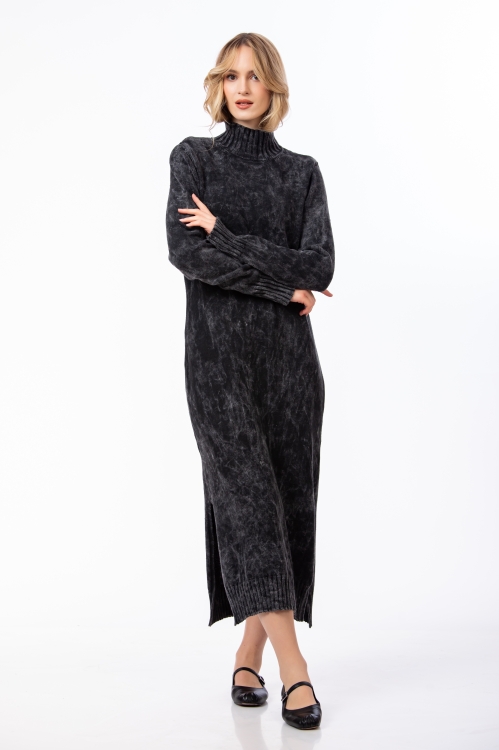 Rochie neagra tricotata din bumbac