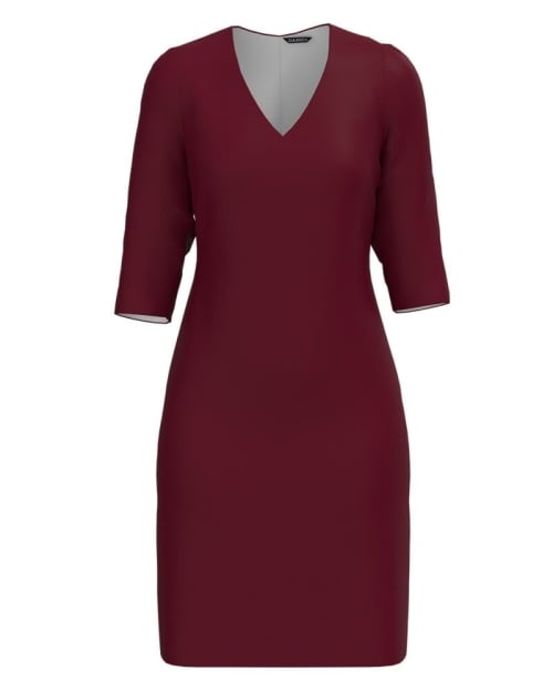 Rochie office bordo cu decolteu in V CMD4850 - Img 1