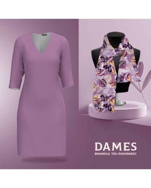 Rochie office mov cu decolteu in V CMD4847 - Img 2