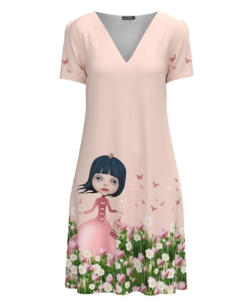 Rochie roz casual de vara imprimată Fetita CMD4460