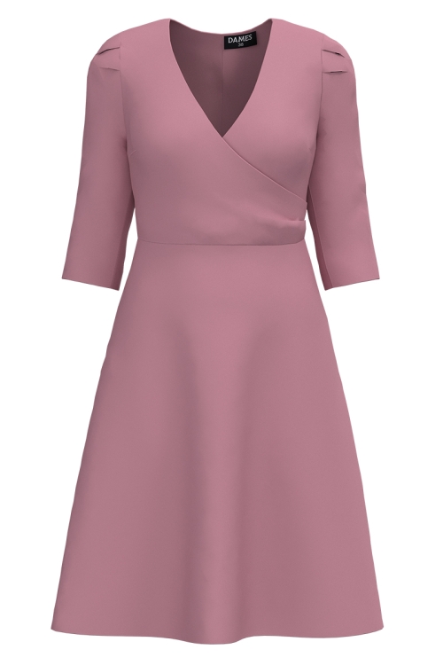 Rochie roz pudra eleganta cu bust petrecut SS25