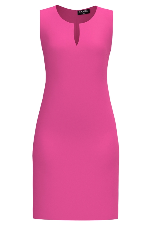 Rochie roz trandafiriu casual cu decolteu lacrima