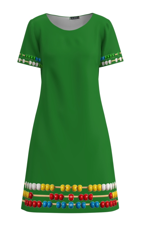 Rochie verde casual de vara cu maneca scurta imprimata numaratoare