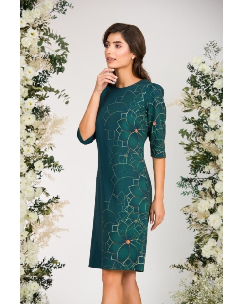 Rochie verde casual imprimata cu model floral CMD1420 - Img 5