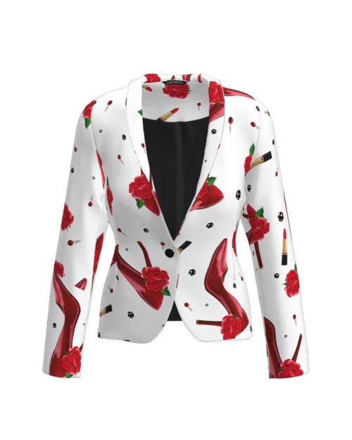 Sacou alb cambrat imprimat My Passion CMD1219