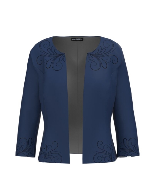 Sacou albastru cambrat imprimat cu model floral CMD3243