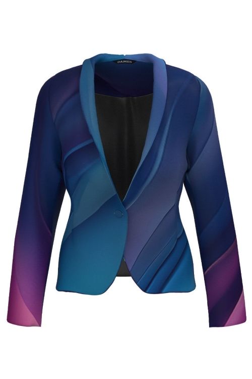 Sacou cambrat imprimat multicolor - Img 2