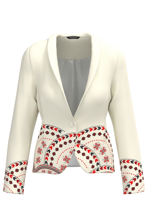 Sacou cambrat ivory imprimat traditional SS25