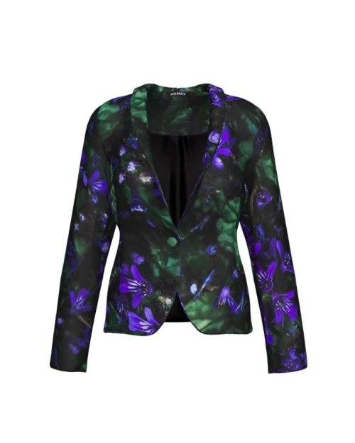 Sacou casual imprimat Floare albastra CMD332 - Img 1
