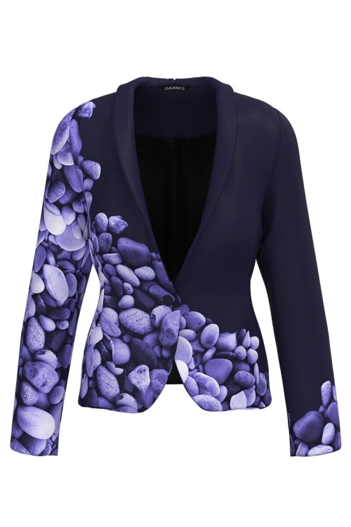 Sacou indigo cambrat imprimat cu model in contrast CMD4707 - Img 2