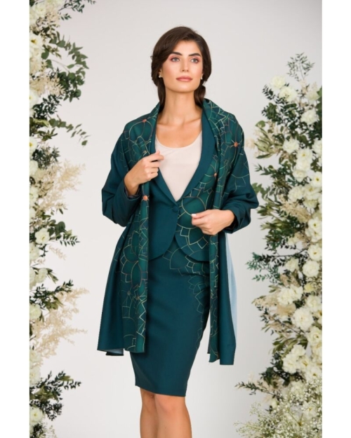 Sacou verde cambrat imprimat cu model floral CMD2528 - Img 7