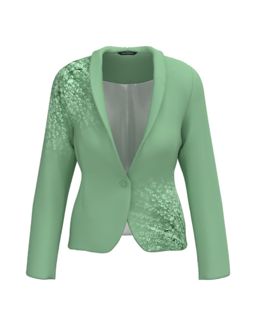 Sacou vernil cambrat imprimat cu model Picaturi de roua CMD4076