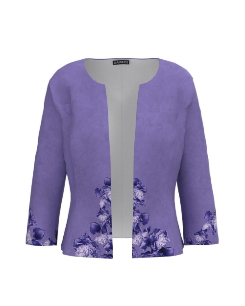Sacou violet cambrat imprimat cu model floral CMD1772