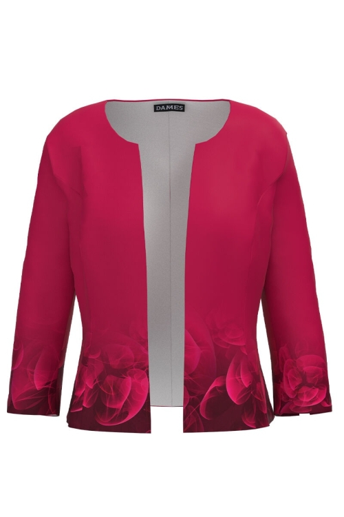 Sacou Viva Magenta cambrat imprimat cu model floral abstract CMD3670 - Img 2