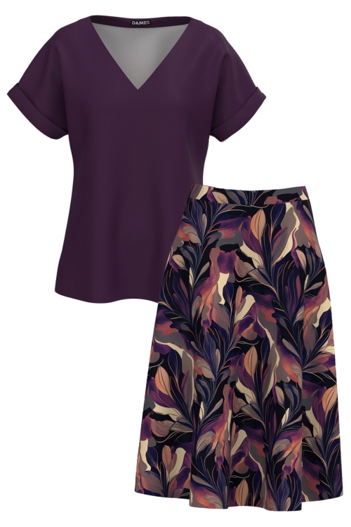 Set dama bluza maneca raglan si fusta clos