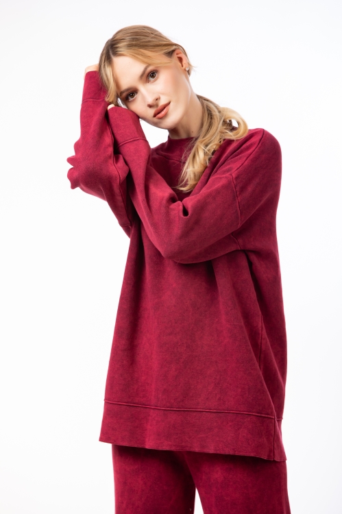 Set dama bordo cu pantaloni drepti si bluza lejera - Img 3