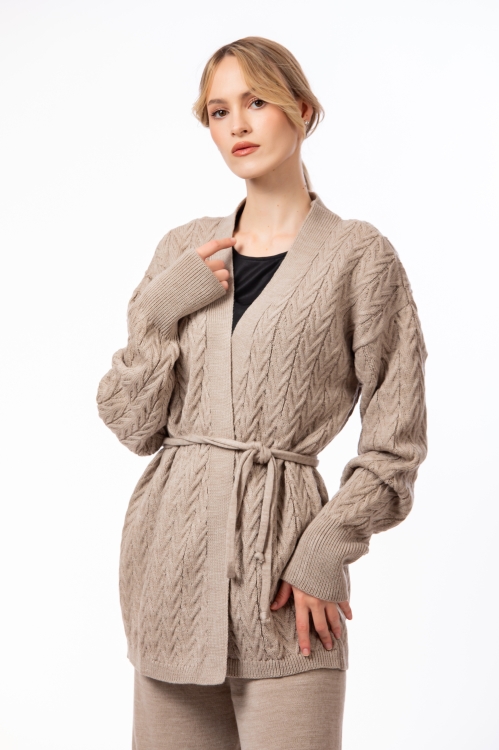 Set dama pantalon drept si cardigan cu maneca lunga - Img 2