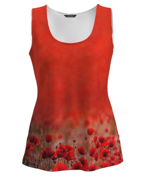Top casual rosu imprimat cu model maci CMD1494