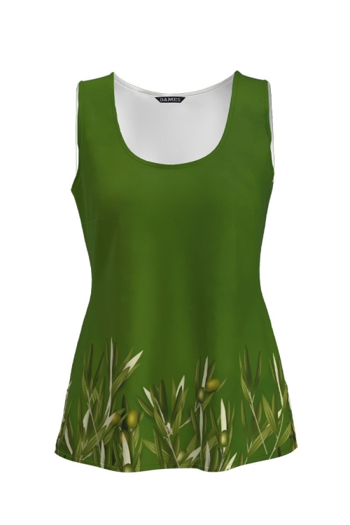 Top casual verde imprimat cu model Ramuri de maslin CMD2577 - Img 2