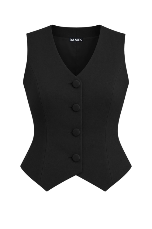 Vesta neagra eleganta cambrata