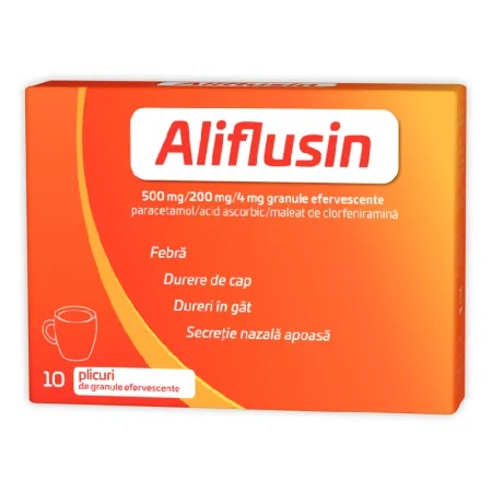 Aliflusin, 500 mg/200 mg/4 mg, 10 plicuri de granule efervescente, Zdrovit