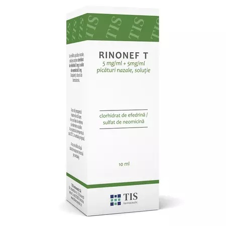 Rinonef-T picaturi nazale 5 mg/ml + 5 mg/ml, 10 ml – Tis Farmaceutic