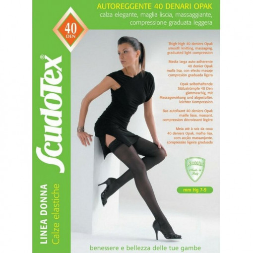 Scudotex 463 Ciorapi medicali coapsa, compresie usoara 40 DEN, Nero, marimea 3-M