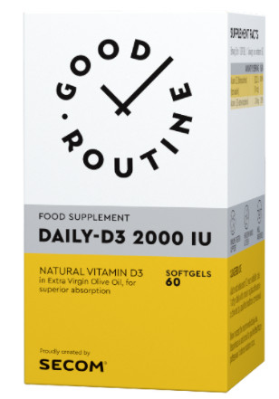 Daily D3 Good Routine, Vitamina D3 2000 UI, 60 capsule, Secom