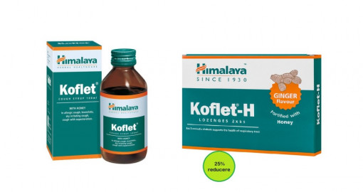 Himalaya Kolfet sirop x 100ml + Koflet H ghimbir x12 tb-25%