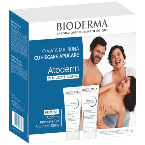 Pachet Atoderm Intensive Baume, 200 ml + Atoderm Intensive moussant, 200 ml , Bioderma