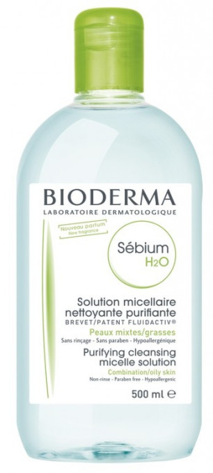 Solutie micelara ten mixt si gras H2O Sebium, 500 ml, Bioderma