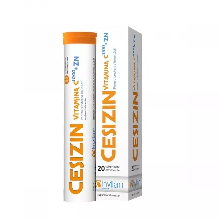 Cesizin Vitamina C 1000 + Zn, 20 comprimate efervescente, Hyllan