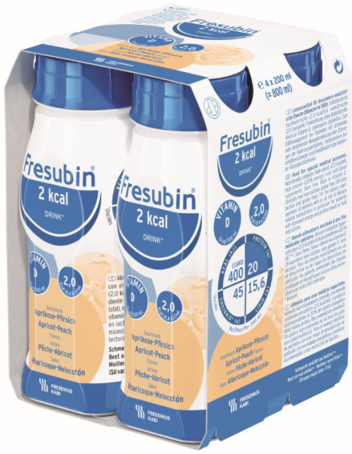 Fresubin 2kcal Drink cu Fibre, Caise cu Piersici, 4 x 200 ml, Fresenius Kabi