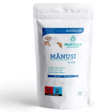 Manusi pentru Spalarea Corpului 2% CHG AntiSeptik, 10 bucati, Multi Care