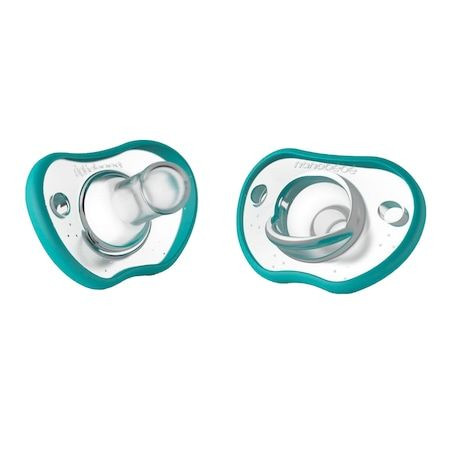 NANOBEBE Suzete din silicon flexibile 0-3luni+ x 2buc, Turcoaz