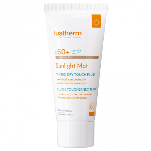 Sunlight Mat Tinted Dry Touch fluid de fata colorat SPF50+, 50ml, Ivatherm