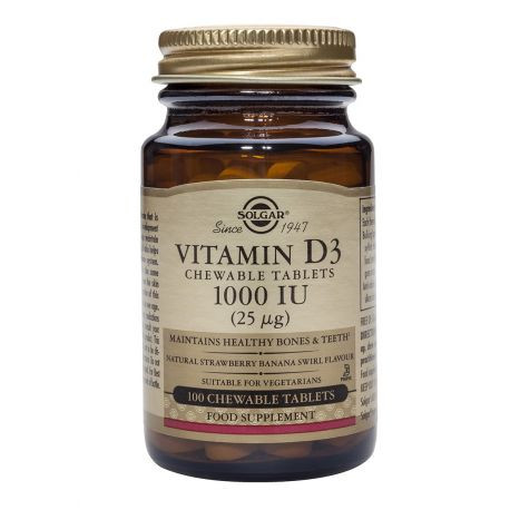 Vitamin D3 1000 UI, 100 Capsule Masticabile, Solgar
