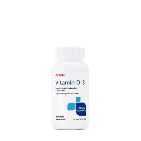 Vitamina D3 125 mcg (5000 IU), 180 Tablete – GNC