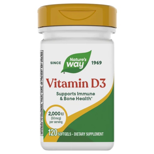 Nature&rsquo;s Way Vitamina D3 2000 UI, 120 capsule