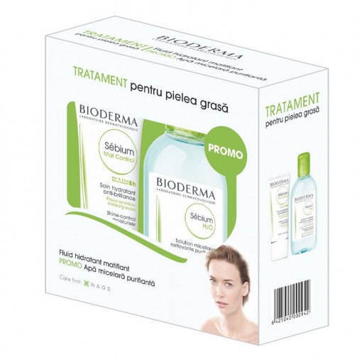 Pachet Sebium Mat Control, 30ml + Sebium H2O, 250 ml, Bioderma