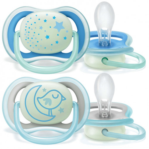 AVENT Suzeta 6-18L Ultra Air baieti (fosforescent) x 2buc SCF376/21