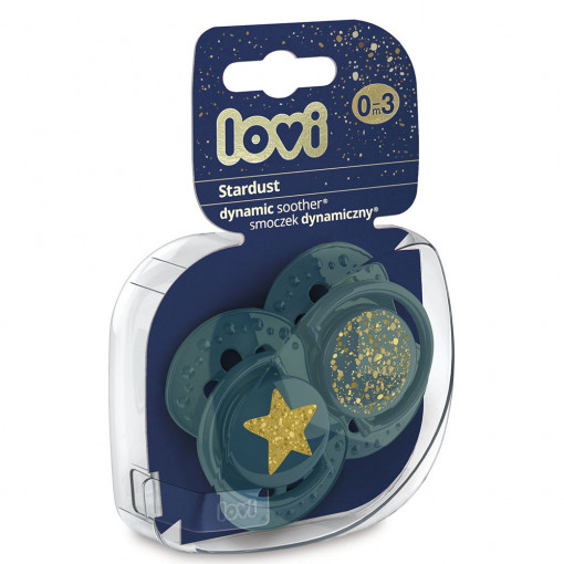LOVI Suzeta Silicon Dynamic 0-3L x 2PCS STARDUST GREEN 22/892_green