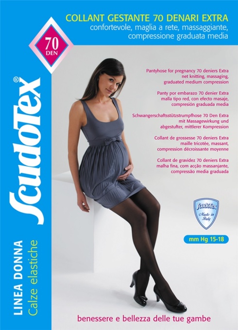 Scudotex 476 Ciorapi compresivi pantaloni pentru gravide, compresie medie 70 DEN, Nero, marimea 3-M
