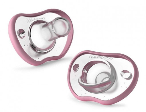 NANOBEBE Suzete din silicon flexibile 3luni+ x 2buc, ROZ