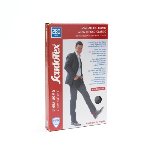 Scudotex S450 Ciorapi barbati, compresie forte 280 DEN, Nero, marimea 4 L, lungime gamba
