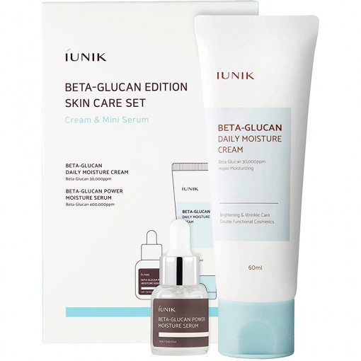 Set Beta Glucan Crema 60ml + Ser hidratant, 15ml, Iunik