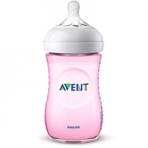 AVENT Biberon Natural ultra soft roz x 260 ml SCF034/17